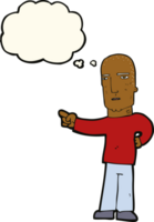 cartoon tough guy pointing with thought bubble png