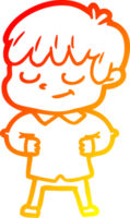 warm gradient line drawing of a cartoon happy boy png