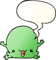 cartoon frog with speech bubble in smooth gradient style png