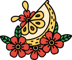 tattoo in traditional style of a decorative lemon png