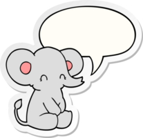 carino cartone animato elefante con discorso bolla etichetta png