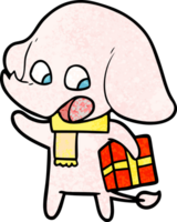 cute cartoon elephant with christmas present png