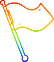 rainbow gradient line drawing of a cartoon white flag waving png