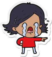 sticker of a cartoon woman crying png