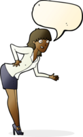 cartoon businesswoman explaining with speech bubble png