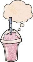 dessin animé smoothie avec pensée bulle dans grunge texture style png