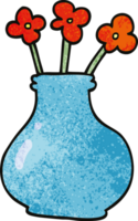 cartoon doodle vase with flowers png