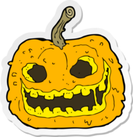 sticker of a cartoon spooky pumpkin png