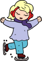 Cartoon Doodle Mädchen Eislaufen png