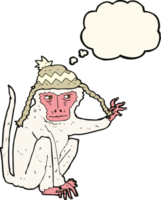 cartoon monkey wearing hat with thought bubble png