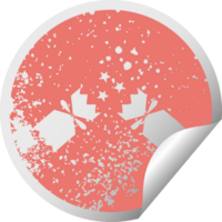 distressed circular peeling sticker symbol of a christmas cracker png