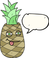 mano disegnato discorso bolla cartone animato ananas png
