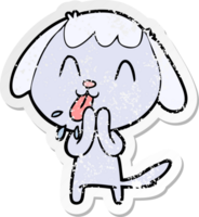 distressed sticker of a cute cartoon dog png