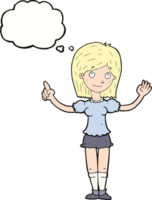 cartoon woman explaining idea with thought bubble png