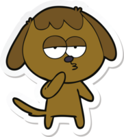 sticker of a cartoon tired dog png