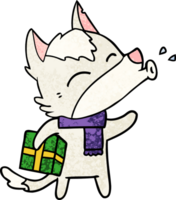 howling wolf with christmas present png