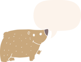 cartoon bear with speech bubble in retro style png