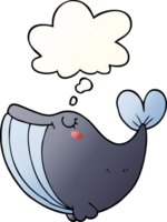 cartoon whale with thought bubble in smooth gradient style png
