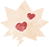 dibujos animados amor corazones con habla burbuja en grunge afligido retro texturizado estilo png