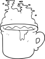 hand drawn black and white cartoon old coffee cup png