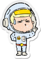 distressed sticker of a cartoon stressed astronaut png