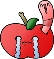 cartoon worm eating an apple png