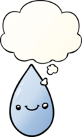 cartoon cute raindrop with thought bubble in smooth gradient style png