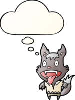 cartoon werewolf with thought bubble in smooth gradient style png