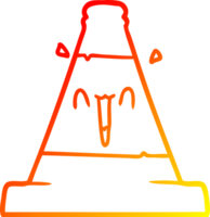 warm gradient line drawing of a cartoon road traffic cone png