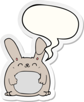 dessin animé lapin avec discours bulle autocollant png