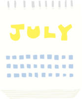 flat color illustration of calendar showing month of July png