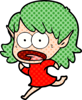 niña elfa sorprendida de dibujos animados png