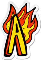 sticker of a cartoon flaming letter png