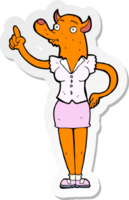 sticker of a cartoon fox woman with idea png