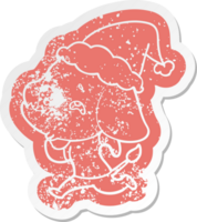 eigenzinnig tekenfilm verontrust sticker van een olifant herinneren vervelend de kerstman hoed png