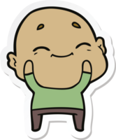 sticker of a cartoon happy bald man png