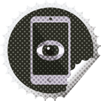 cell phone watching you graphic   illustration round sticker stamp png