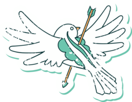 image emblématique de style tatouage d'autocollant en détresse d'une colombe percée d'une flèche png