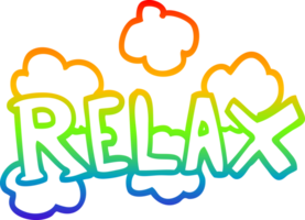 rainbow gradient line drawing of a cartoon relax symbol png