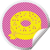 illustration of a tasty iced donut circular peeling sticker png