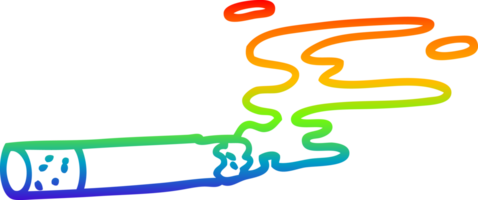 rainbow gradient line drawing of a cartoon cigarette png