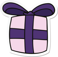 sticker of a quirky hand drawn cartoon present png