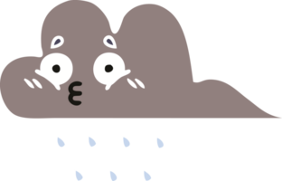 flat color retro cartoon of a storm rain cloud png