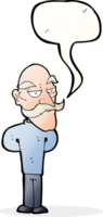 cartone animato vecchio uomo con baffi con discorso bolla png