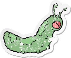 distressed sticker of a funny cartoon caterpillar png