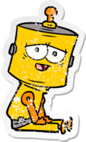 distressed sticker of a cartoon robot png