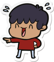 sticker of a cartoon laughing boy png