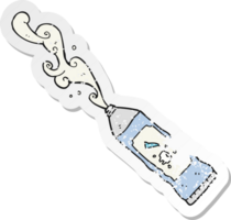 adesivo retrô angustiado de uma pasta de dente de desenho animado esguichando png