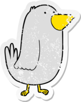 autocollant en détresse d'un oiseau de dessin animé png