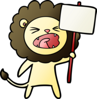 cartoon lion with protest sign png